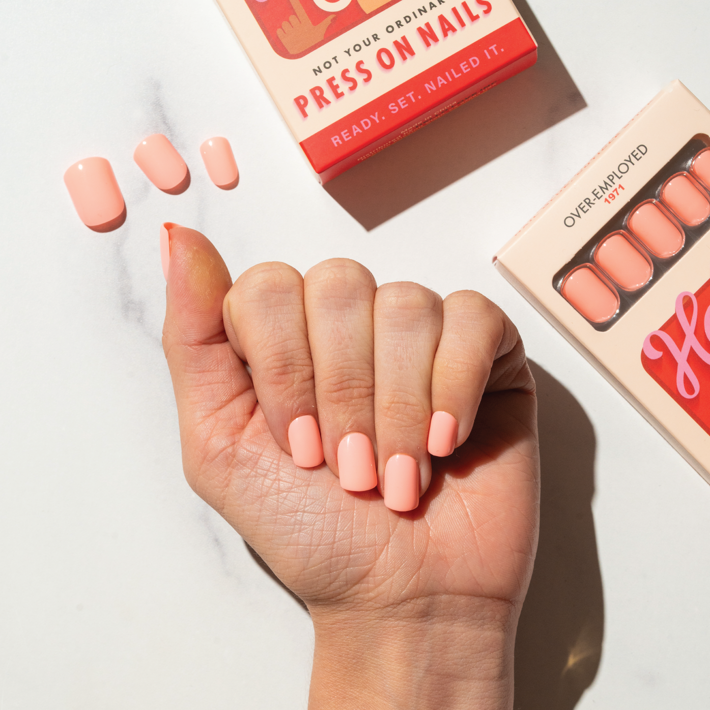 Light Coral Press-On Nails | Short | Square OEM