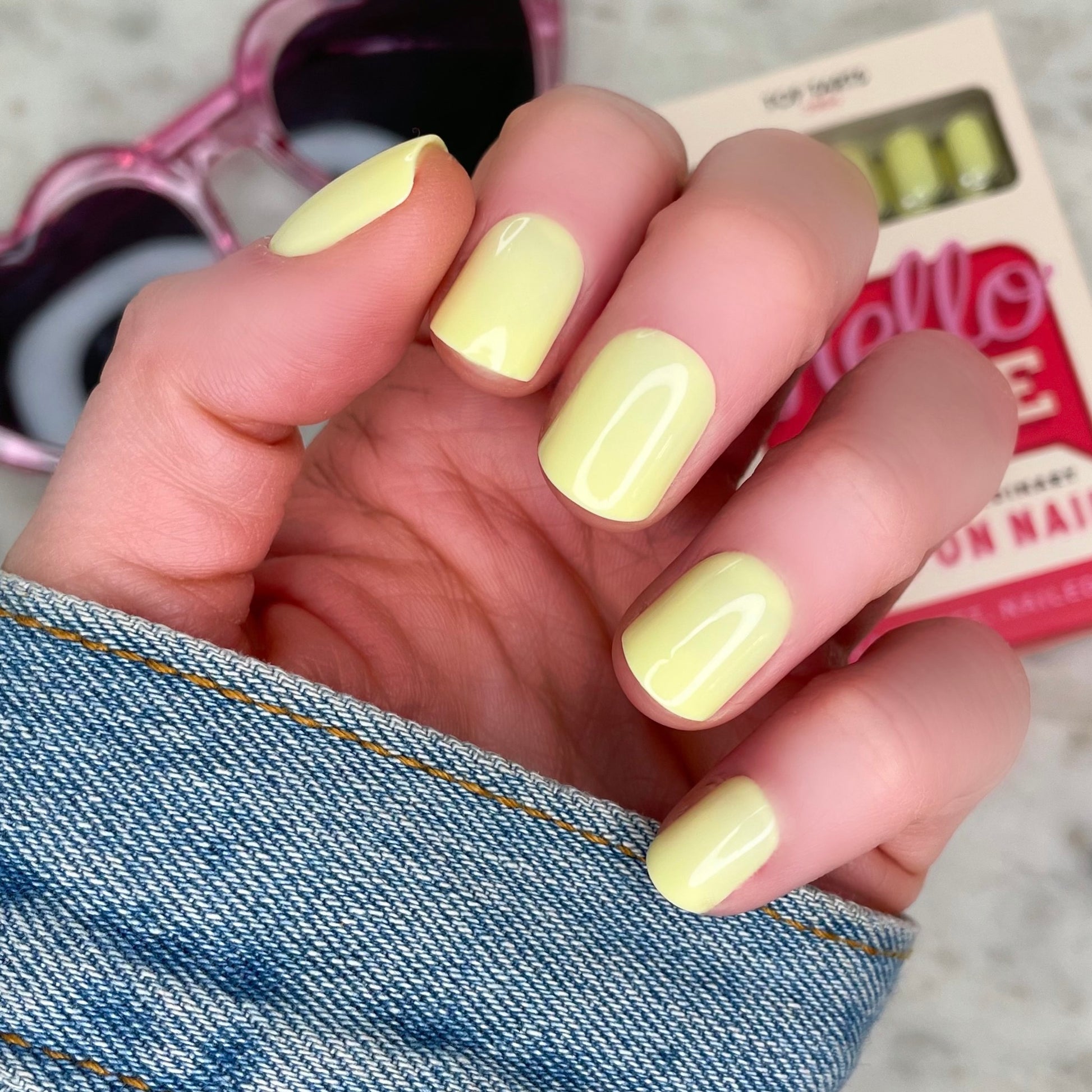 Light yellow neon press on nail_TT