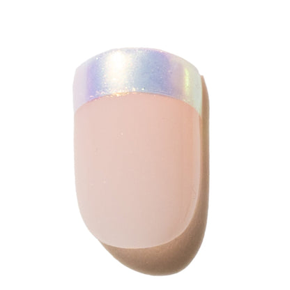 Metallic Silver French Manicure Press-On Nails | Short Length | Square Shape NAT