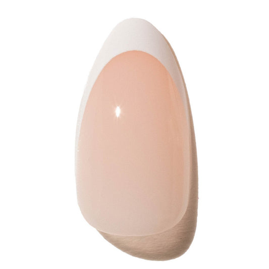 French Tip almond press on nails on a white background