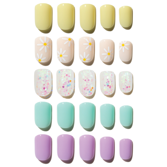 Pastel Glitter Press-On Nails | Short | Sqauare