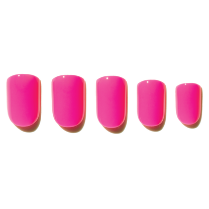 5 neon pink press on nais on a white background