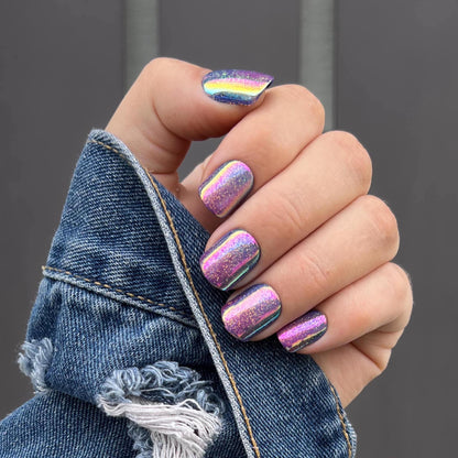 Purple Iridescent Press-On Nails | Short | Square TNT