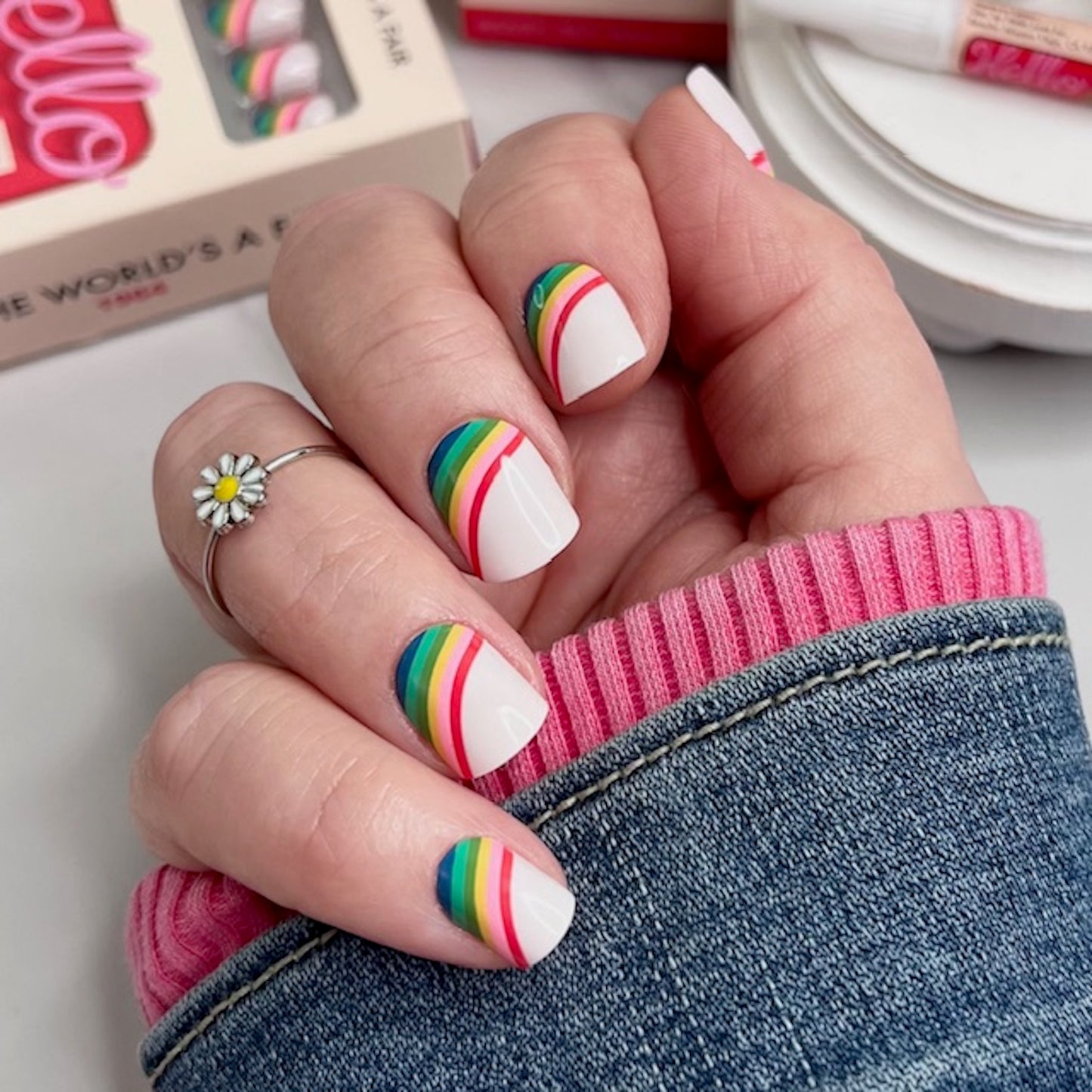 Rainbow Press on Nails