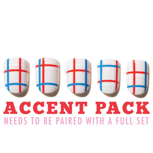 Red White Blue Plaid Fourth of July Press On Nail_AAG