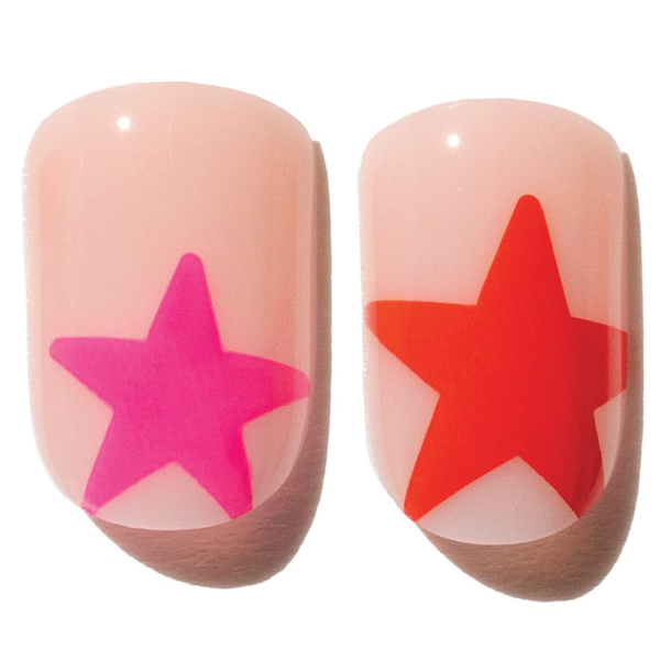 Milky Pink Star Press-On Nails | Short Length | Square Shape