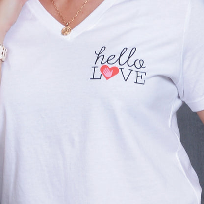 Hello Love V Neck T Shirt