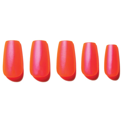 orange and pink press on nail FAC-SQ