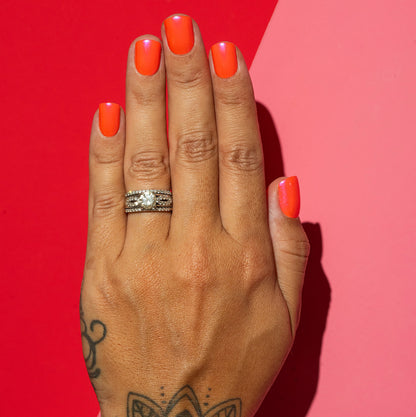 orange and pink press on nail FAC