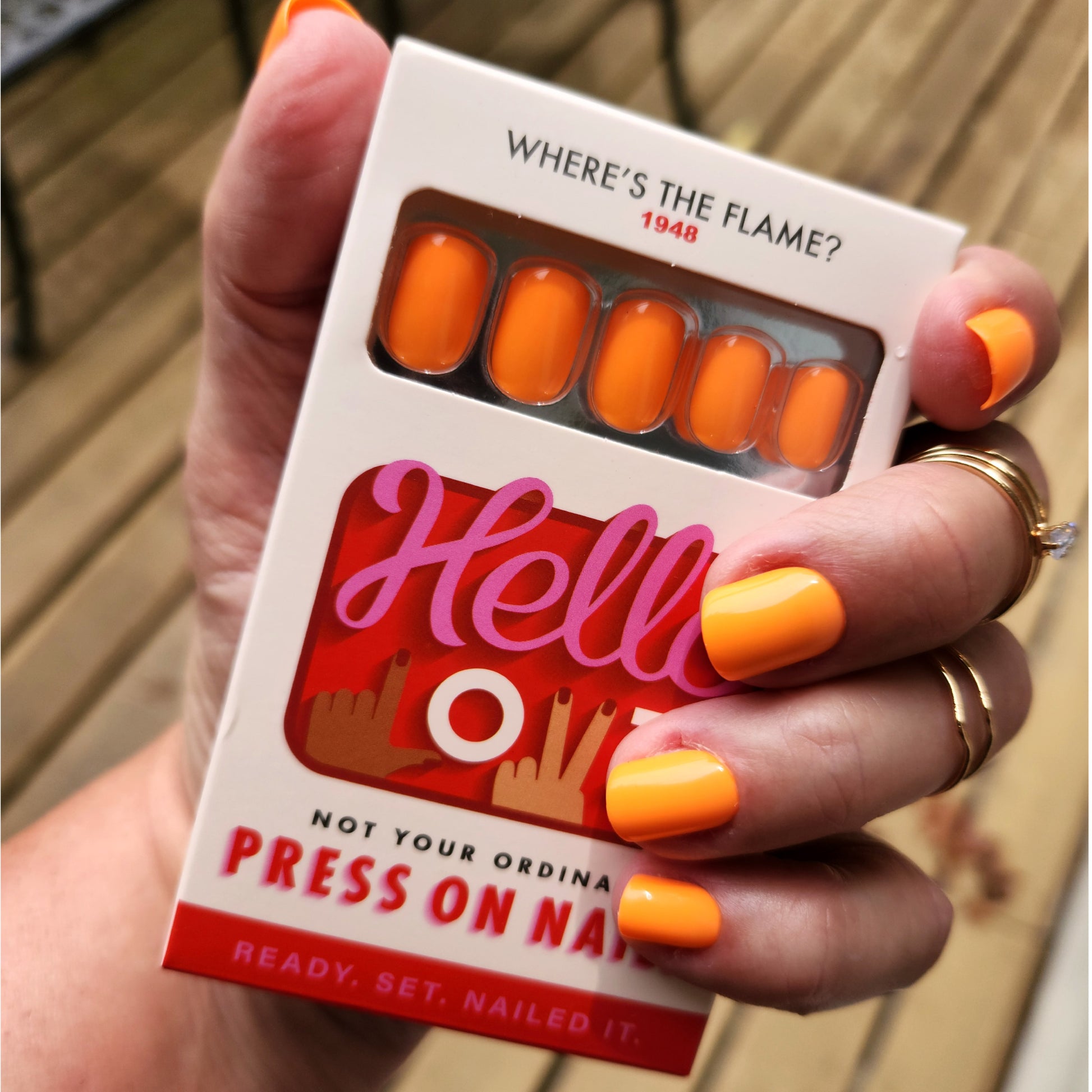orange press on nails