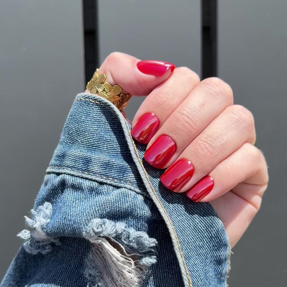High Gloss Red Press On Nails