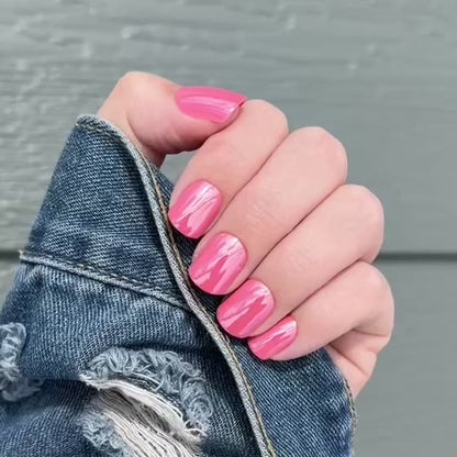 pink short square press on nails
