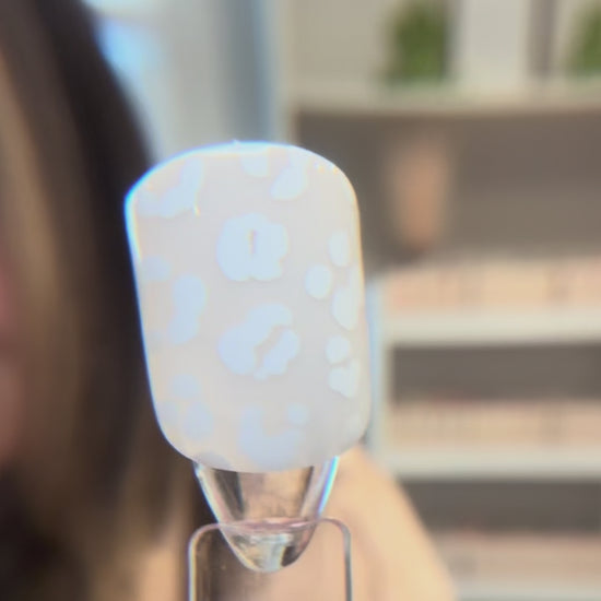 White Leopard Print Press On Nail