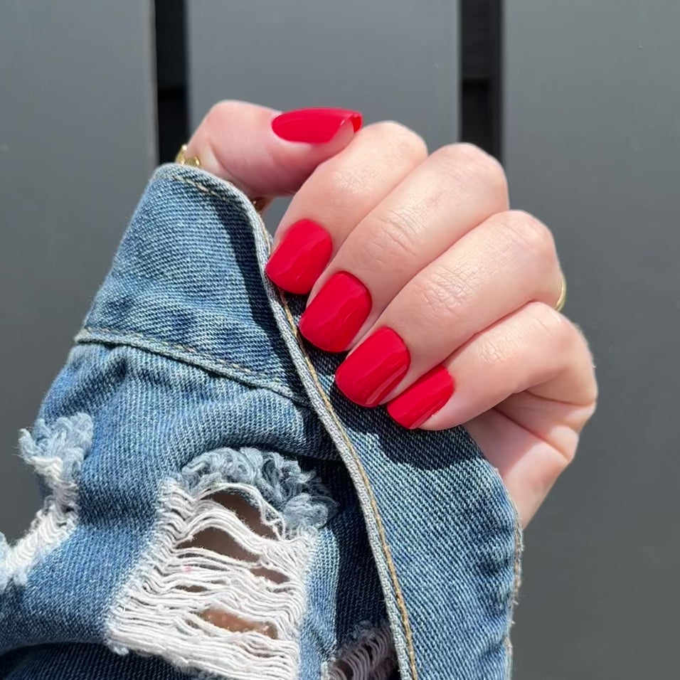 Hello Love Press On Nails Red Short Suare
